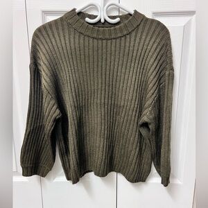 VELVET BY GRAHAM &SPENCER Ribbed Crewneck Sweater - Olive Green